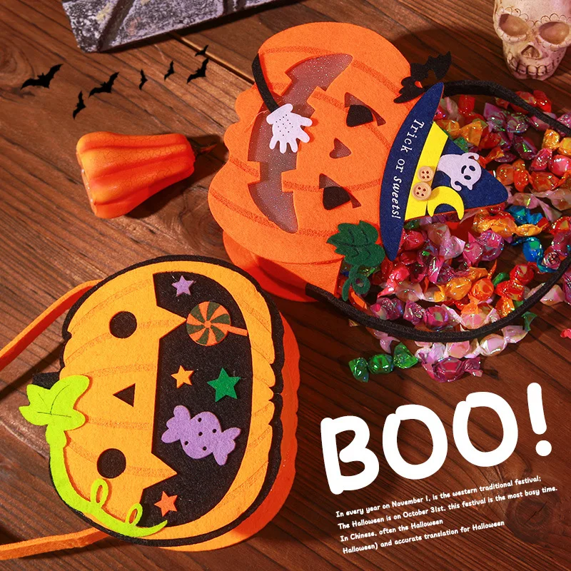 Bat Pumpkin Bag Halloween Candy Gift Storage Supplies Trick or Treat Props for Kids Halloween Party Handheld Nonwoven Candy Bag