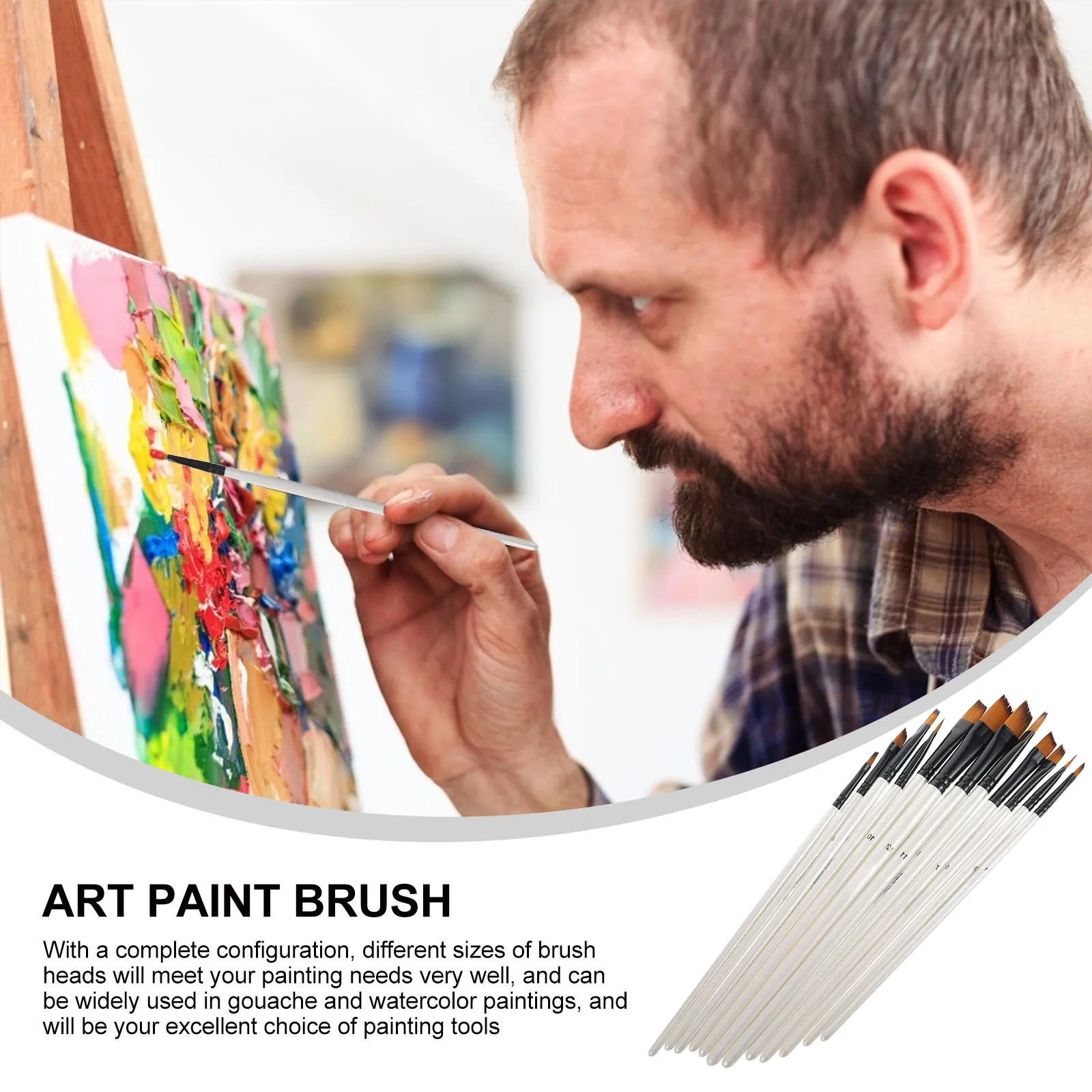 

12Pcs Shell White Stem Painting Brushes Premium Wood Material Smooth Application Ideal for Watercolor Oil Drawing Art Lover Gift