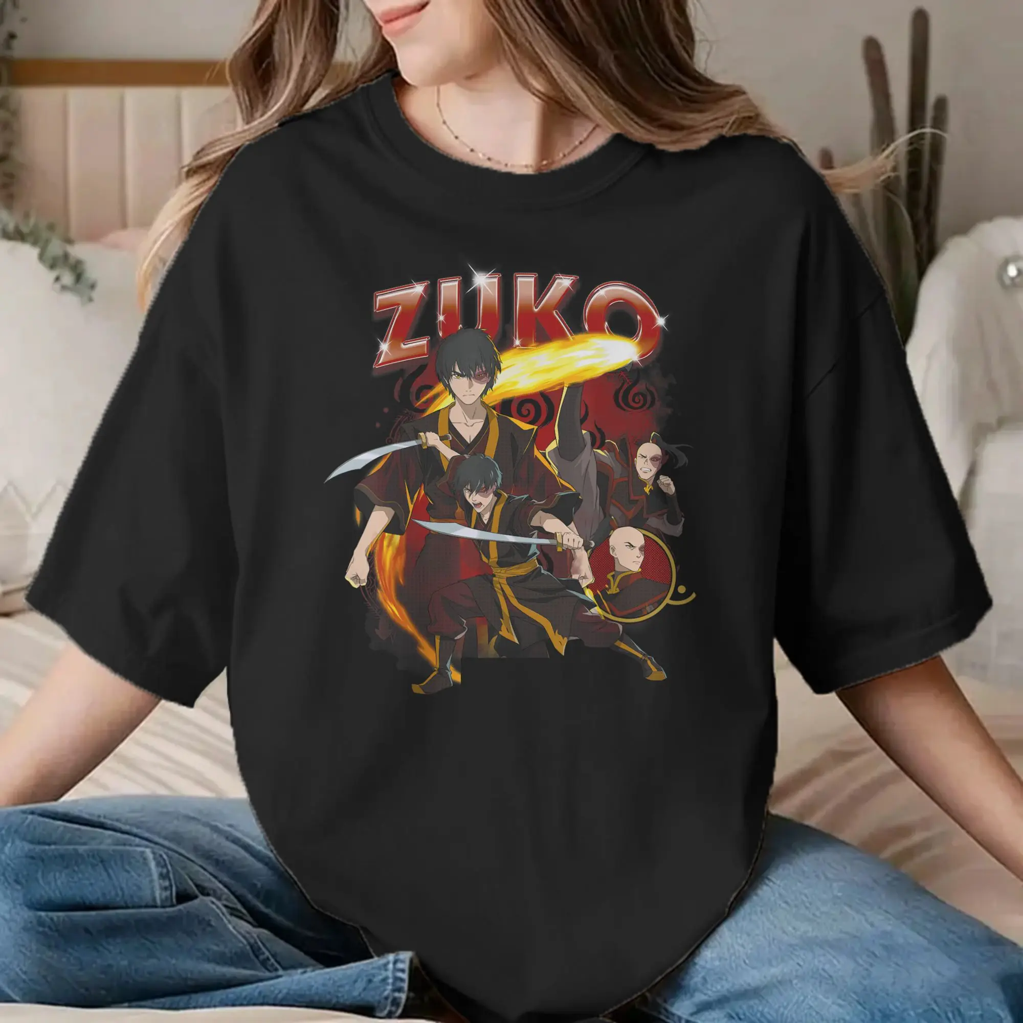 Zuko T-Shirt Men Women Avatars Airbenders Anime Novelty 100% Cotton Tees Round Collar Short Sleeve T Shirts Plus Size Tops