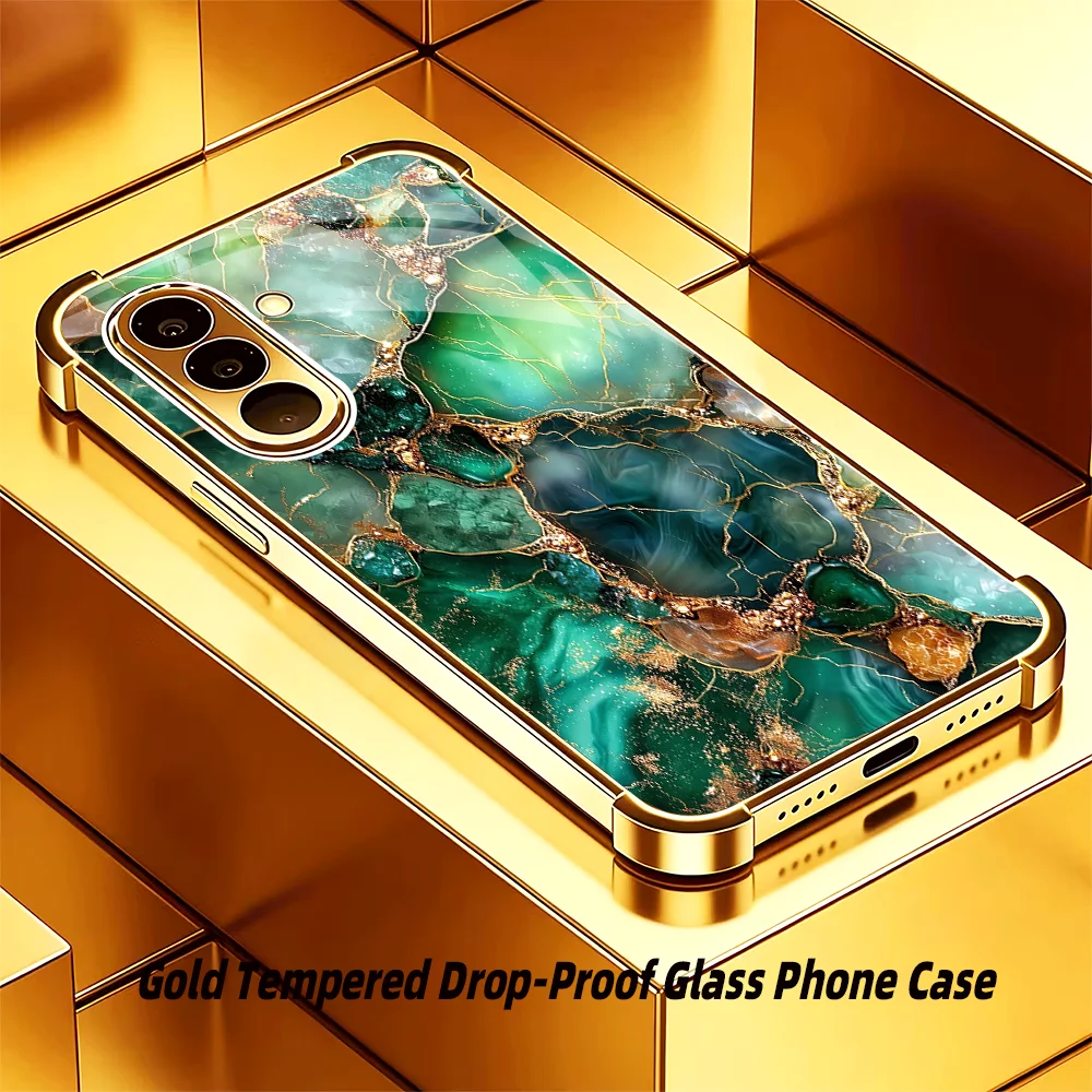 Phone case Luxury Green agate s26 ultra case s25Glass phone case for Samsung Galaxy s26/s25/s24/s23/s22 Ultra FE Plus anti-fall