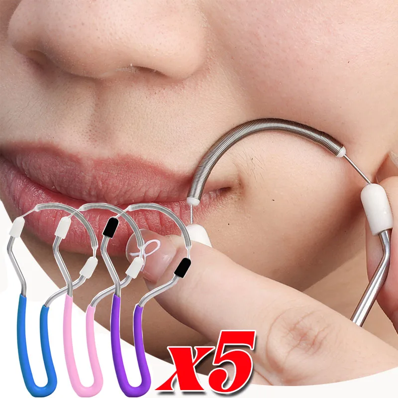 1/5pc Painless Face Epilator Fine Hair Fetal Hair Manual Spring Facial Hairs Removal Remove Unwanted Hair on Upper Lip Chin Tool