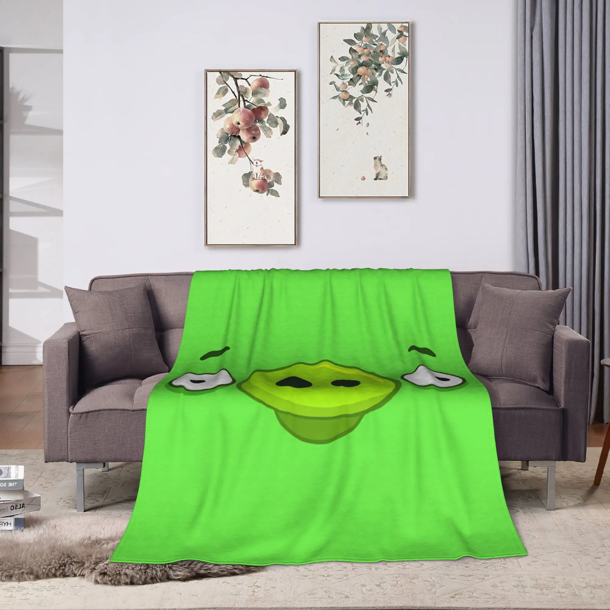 An Angry Pig Face With Two Eyes Cartoon Face Meme Flannel Blankets Adults Throw Blanket Couch Chair Bedspread Sofa Bed Cover