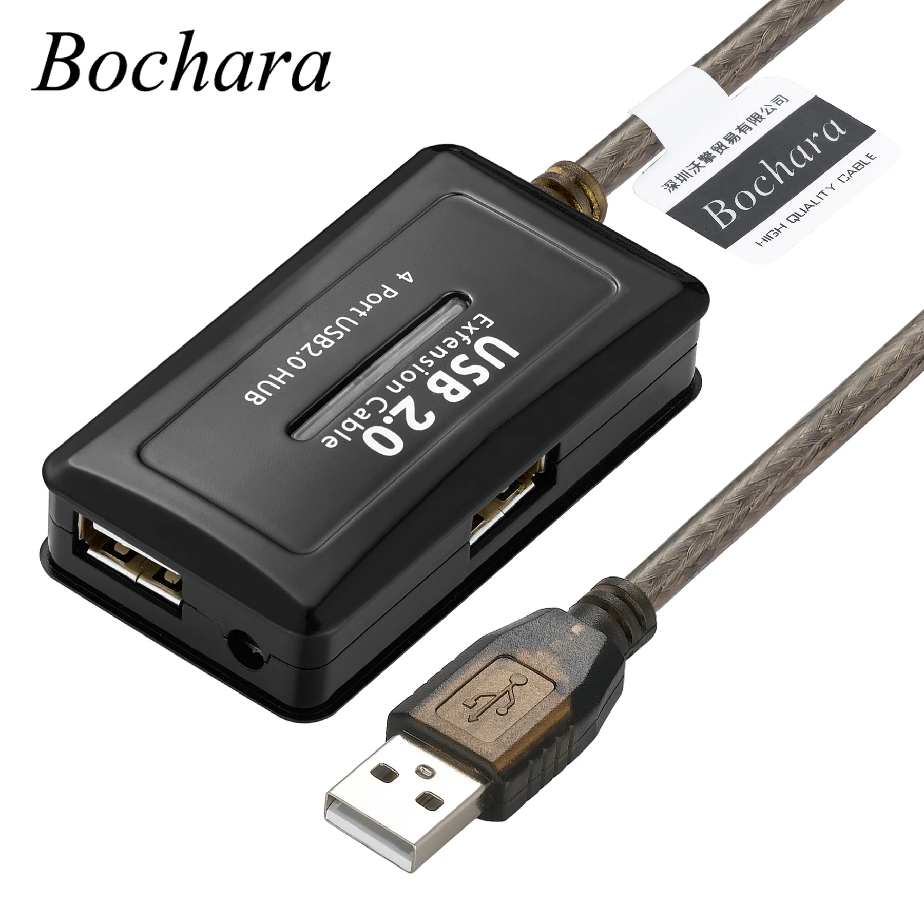 Bochara 4 porty USB 2.0 przedłużacz piasty męski do żeński folia + ekranowany wbudowany Chipset z podwójnym ekranem 5M 10M