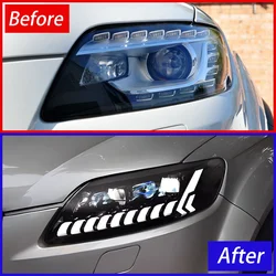 Car Front lamps Assembly For Audi Q7 2006-2015 LED Auto Headlights Upgrade Three Projector Lens Plug and Play Accessories