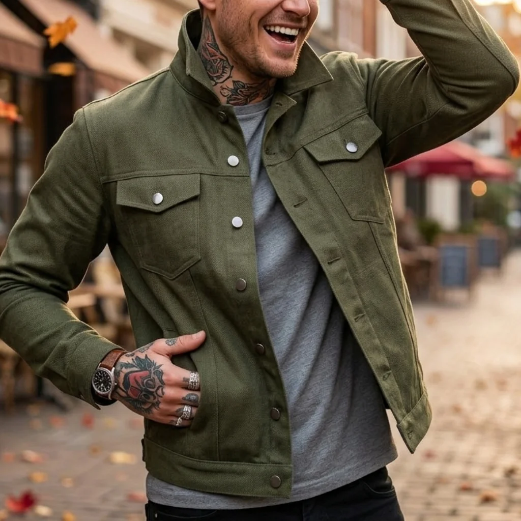 

Men's New Denim Jacket Workwear Street Comfortable Denim Jacket Multi-pocket Design Denim Menswear Top Coat