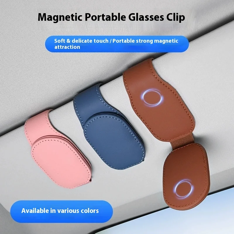 

Universal Car Auto Sun Visor Eyeglass Hanger Clip Leather Glasses Holder Magnetic Multi-Function Automobile Accessories Storage