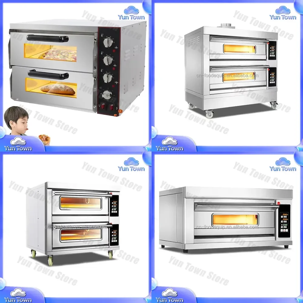 Electric Double Deck Oven for Commercial Bakery Equipment for Cake Bread Pizza Baking Automatic Stone Baking Oven for