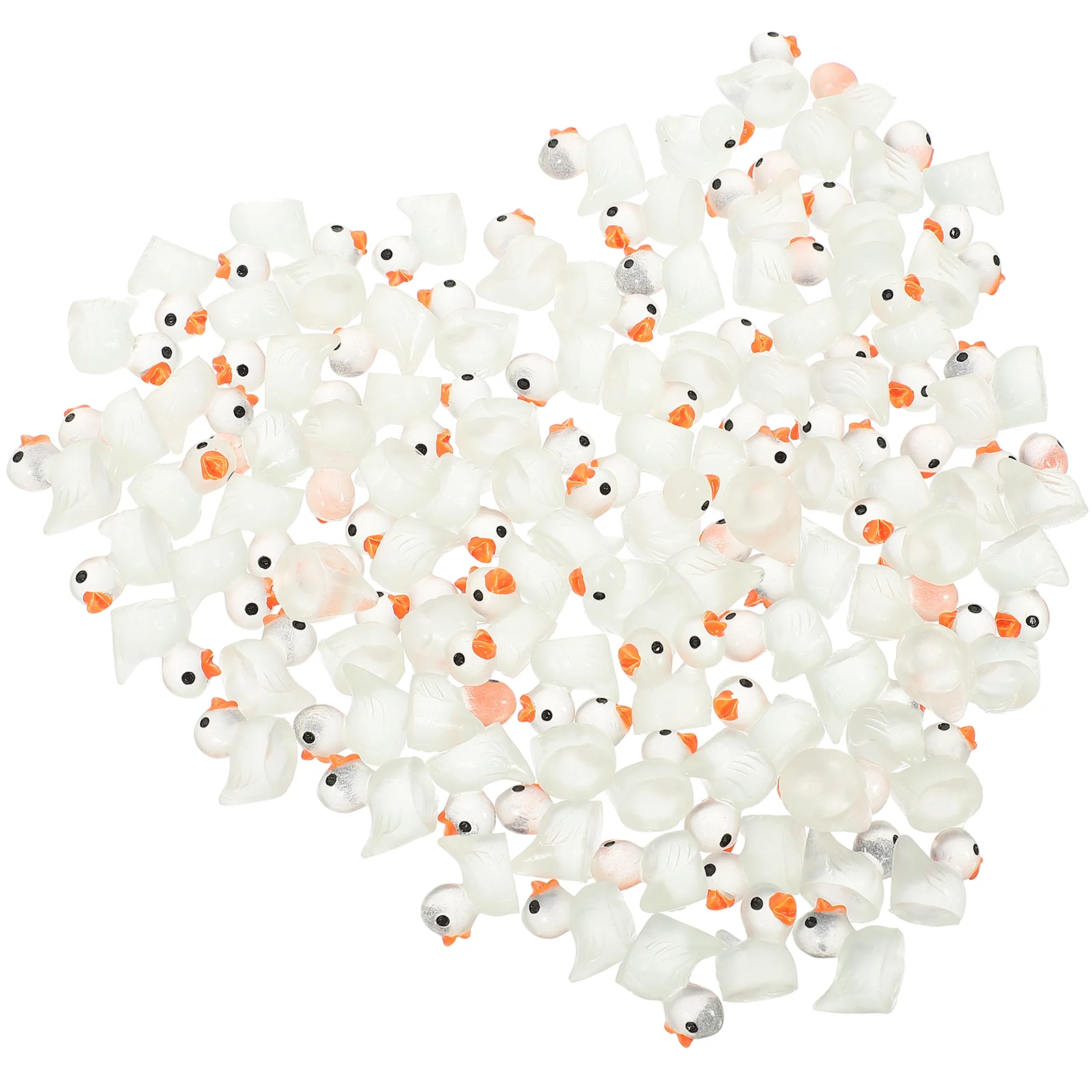 100 Stück Auto leuchtende Ente Ornament Mini Spielzeug Enten verstecken Harz Miniatur Cartoon Figuren