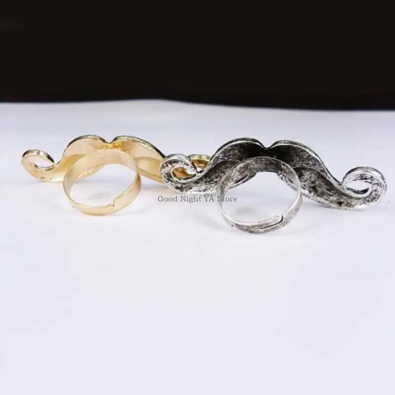 Metal Mustache Rings Adjustable Open Finger Rings Halloween Cosplay Accessory