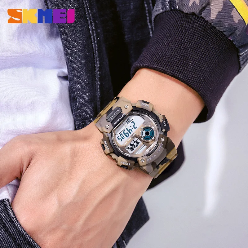 SKMEI Military Sports Waterproof Watch For Men LED Digital Camouglage Wristwatch Countdown Alarm Fashion Male Clock Reloj Hombre