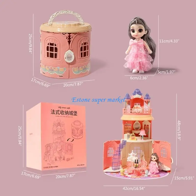 090B Plastica Castello fai-da-te Villa in borse da carry-a-home set per casa delle borse