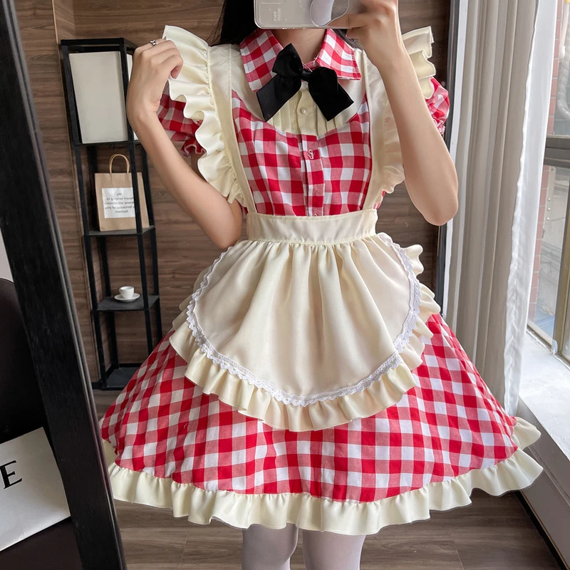 

Sweet Lolita Style Cartoon Print Princess Dress Women Cute Bow Lace Party Strap Dresses Girly Harajuku Kawaii Y2k Mini Vestidos