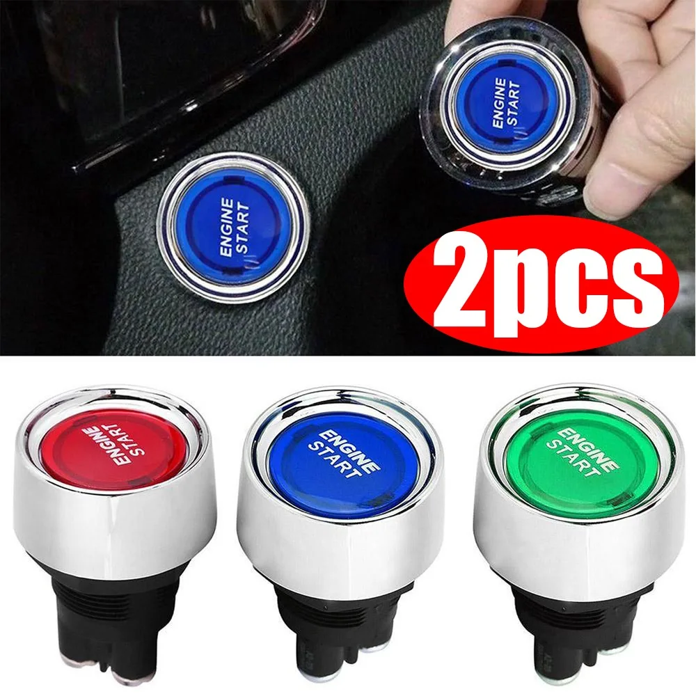 

1/2Pcs Self-reset One-key Start Switch Car Modified Ignition 12V24V Racing Small Red Blue Green Button LED Light Button Switch