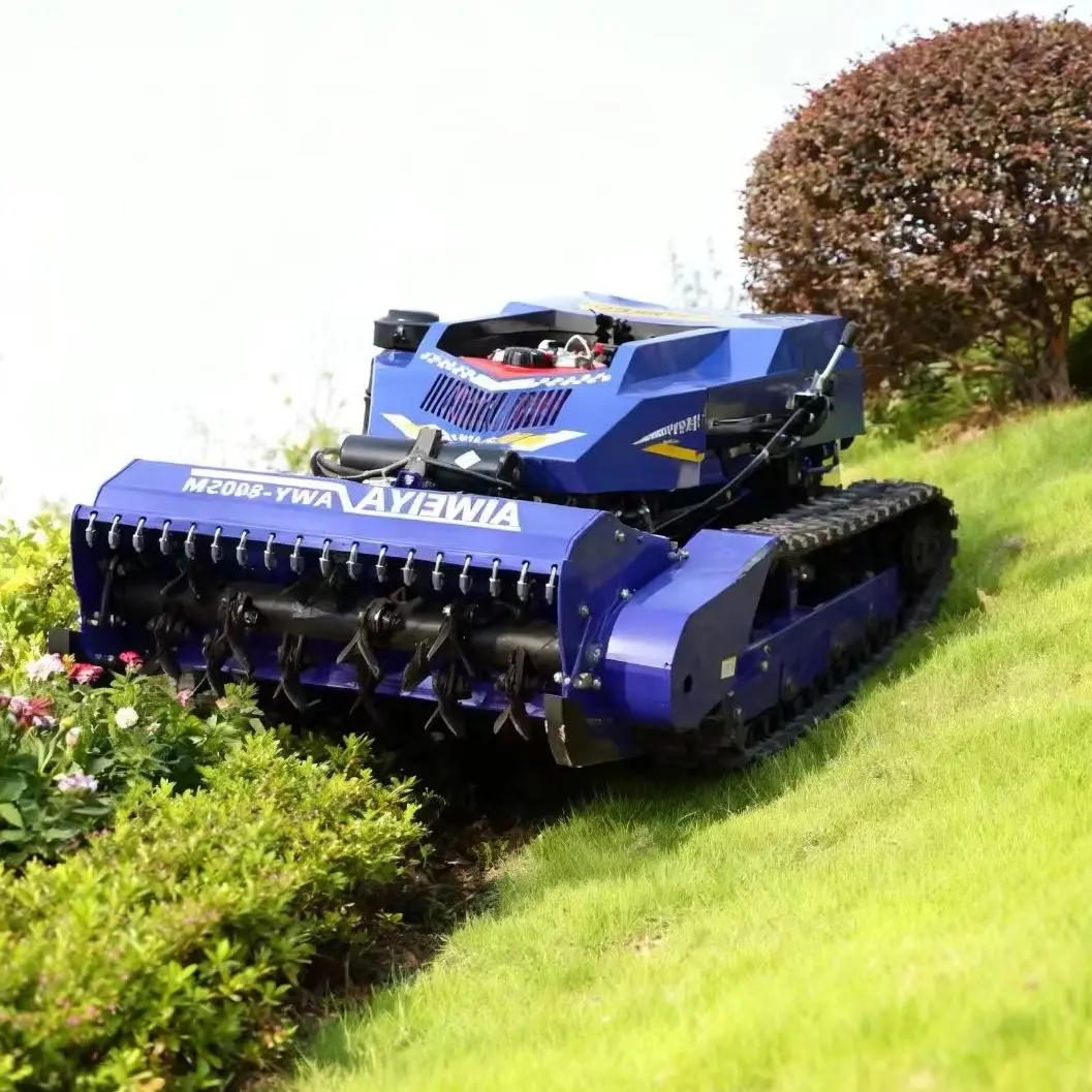 Customized Robot Lawn Mower Farm Special Crawler Lawn Mower Robot Petrol Driven Efficient Hillside Orchard Grass Cleaner