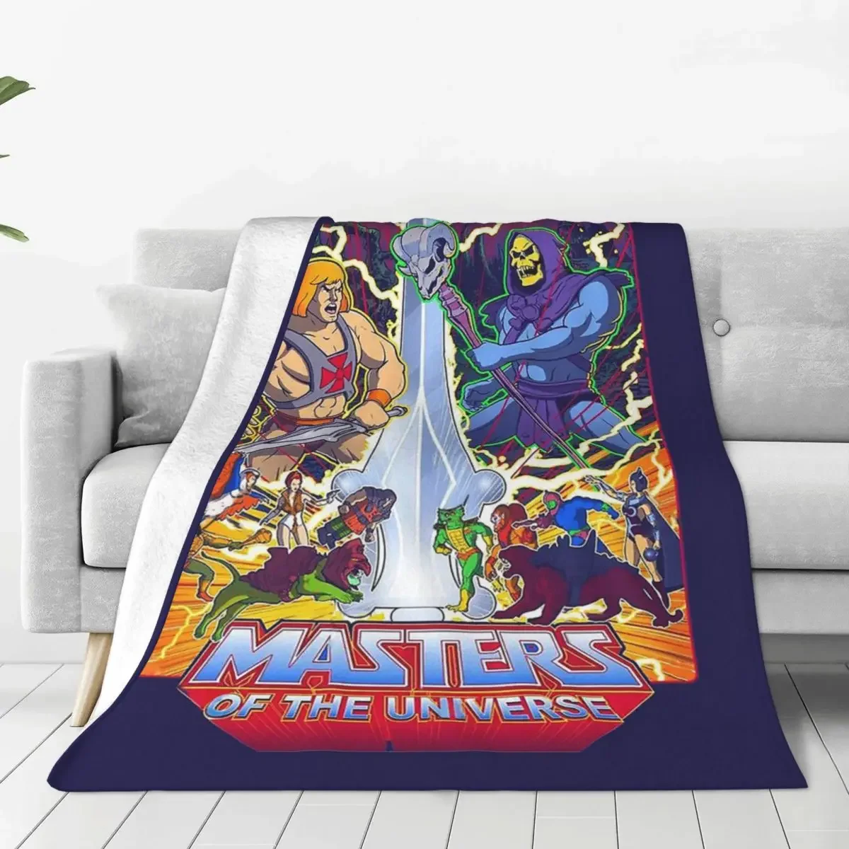 Masters Of The Universe Plush Blanket He Man Skeletor Heman 80s Cartoon Throw Blanket for Home Hotel Sofa 150*125cm Bedspread