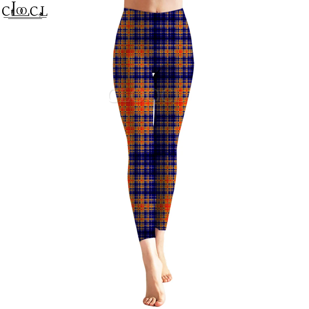 

CLOOCL Retro Women Leggings Pencil Pants Trendy Sexy Trousers Yoga Clothing Female Casual Vintage Plaid Pants Leggings