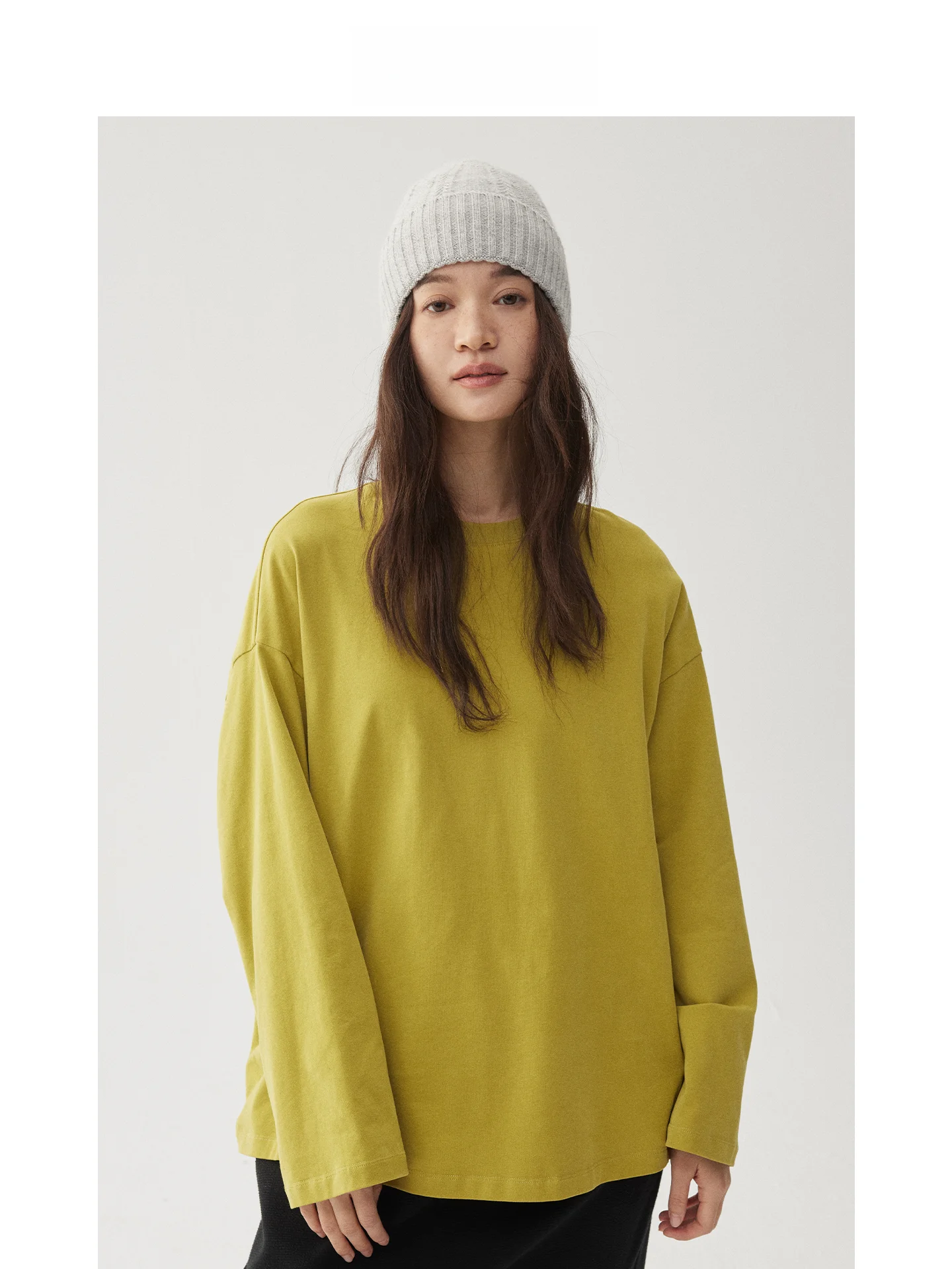 

Свободная женская футболка с длинным рукавом, круглым вырезом, из эластичной хлопковой смеси, для весны и лета, модная верхняя одежда