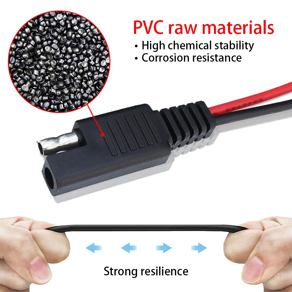 Cavo di prolunga di alimentazione SAE fai-da-te 12V 18AWG con connettori maschio e femmina per caricabatterie solare e batteria per auto