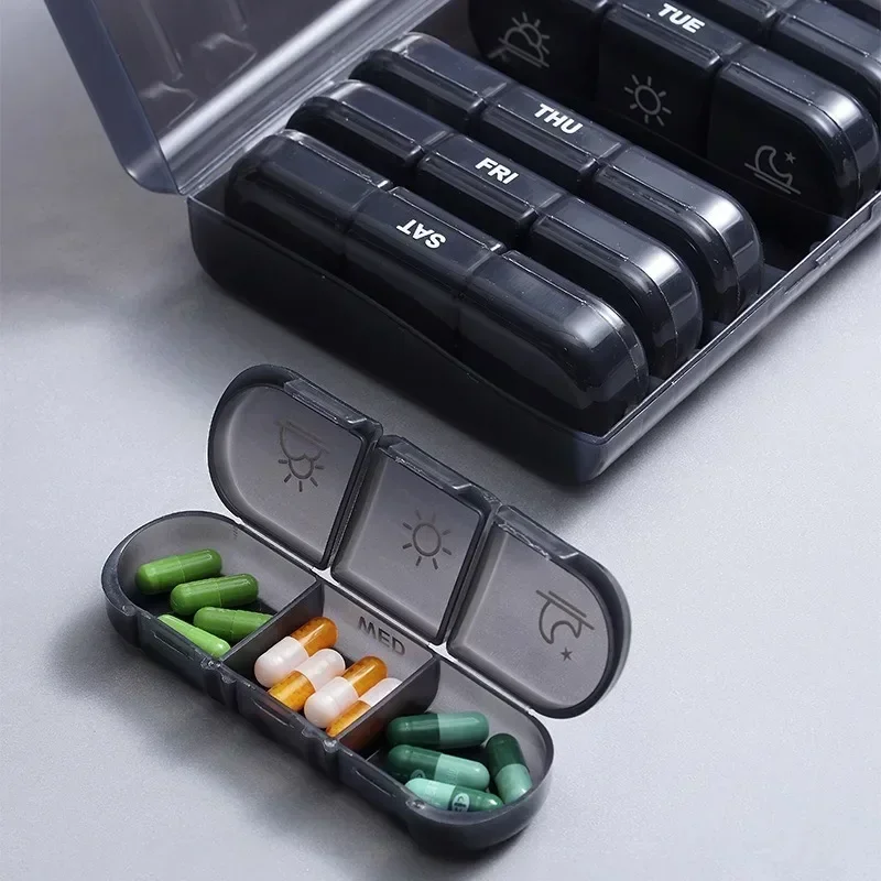 

1Pc Portable pill box 21 boxes rainbow-colored convenient medicine storage box Travel pill box
