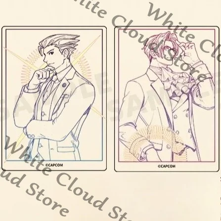 Cartes transparentes en acrylique authentiques de dessin au trait de personnage de jeu Ace Attorney Phoenix Wright Miles Edgeworth, ornements de collection