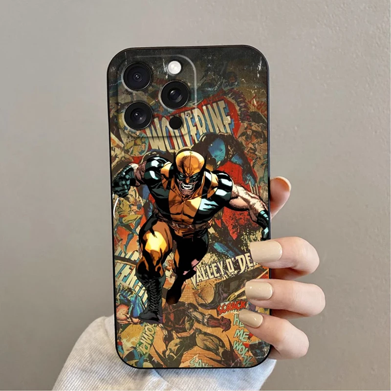 Marvel Wolverine Comic For iPhone 15 14 13 12 11 XS XR X 8 7 SE Pro Max Plus Mini Black Cover Phone Case