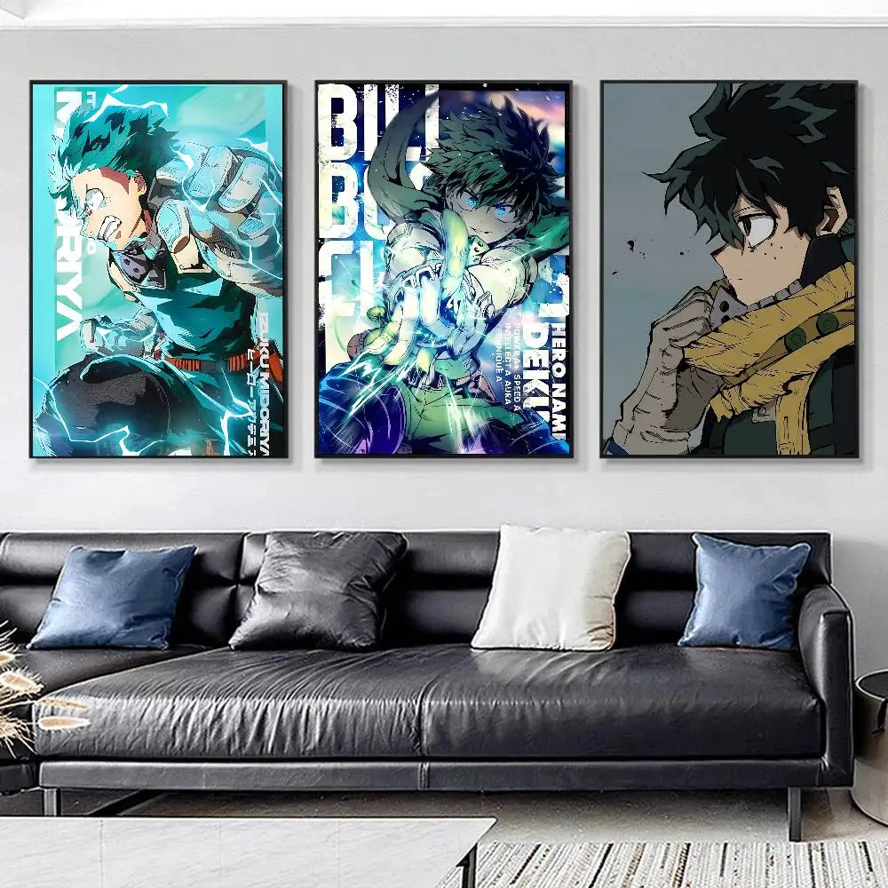 Anime My Hero A-Academia Izuku Midoriya Posters HD Print Vintage Wall Art Decor for Home Study Room