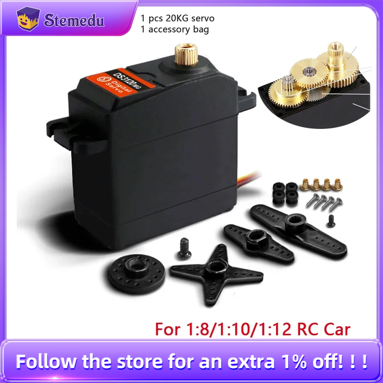 Dsservo DS3120 20kg Servo RC Metal Gear Servos digitali RC Baja Servomotore per 1/8 1/10 1/12 RC Auto Modello di aereo Robot Giocattoli