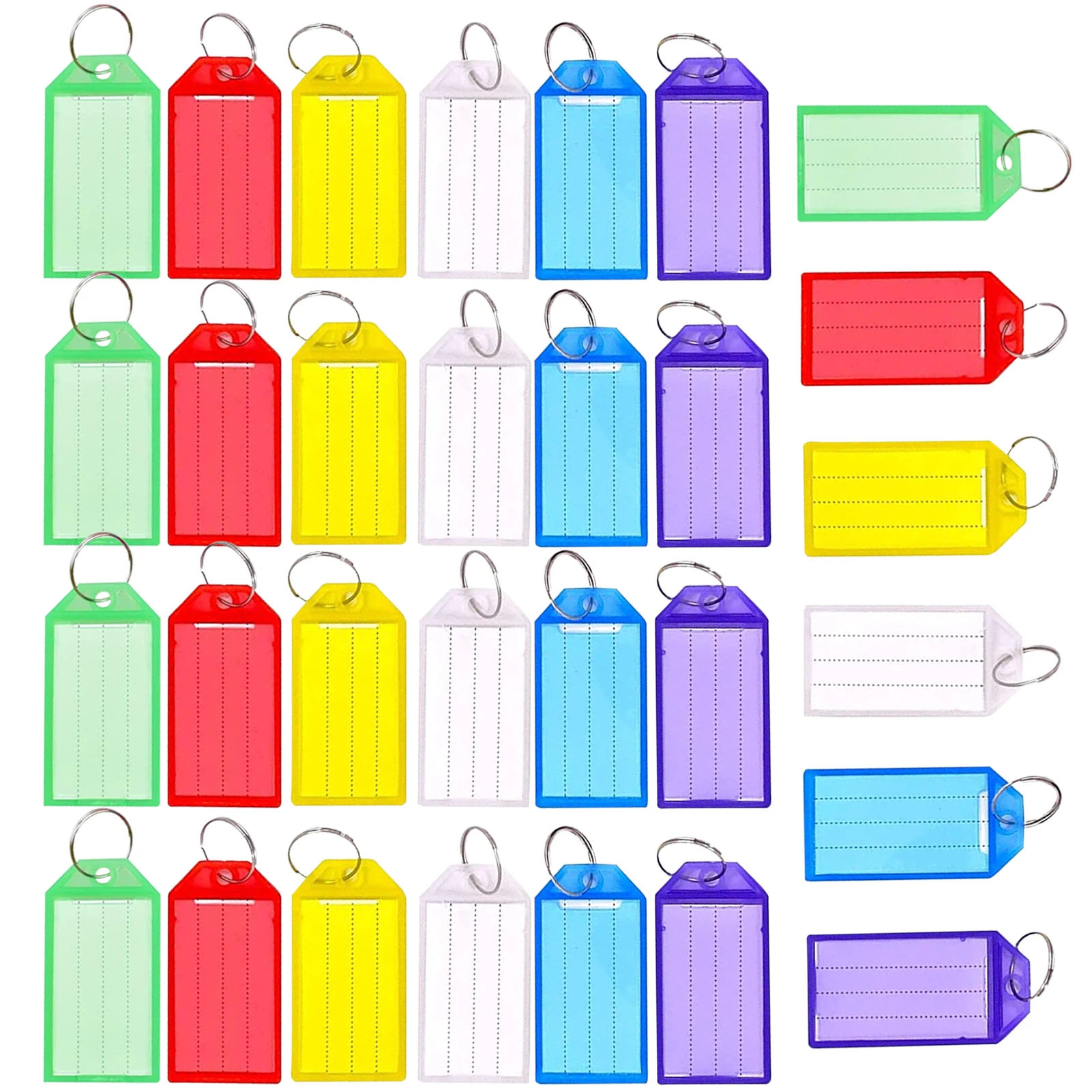 30pcs Heavy Duty Office Multifunction Pets Plastic Lightweight Name Card Luggage Home Portable Key Tag With Label Split Ring