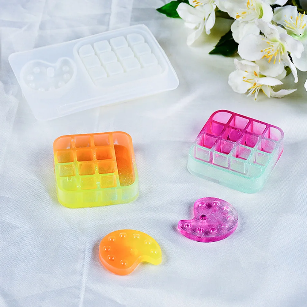 

2pcs Epoxy Mold Silicone For Diy Paint Tray Resin Craft Diy Accessories Making Tools Box Mould Accessories Supplies