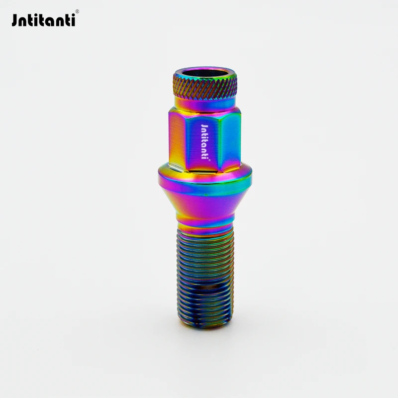 

Гоночные детали Jntitanti с накаткой, конусное сиденье Gr.5, титановый болт ступицы, колесный болт M14*1,25*28 мм для гонок BMW MINI Rolls-royers