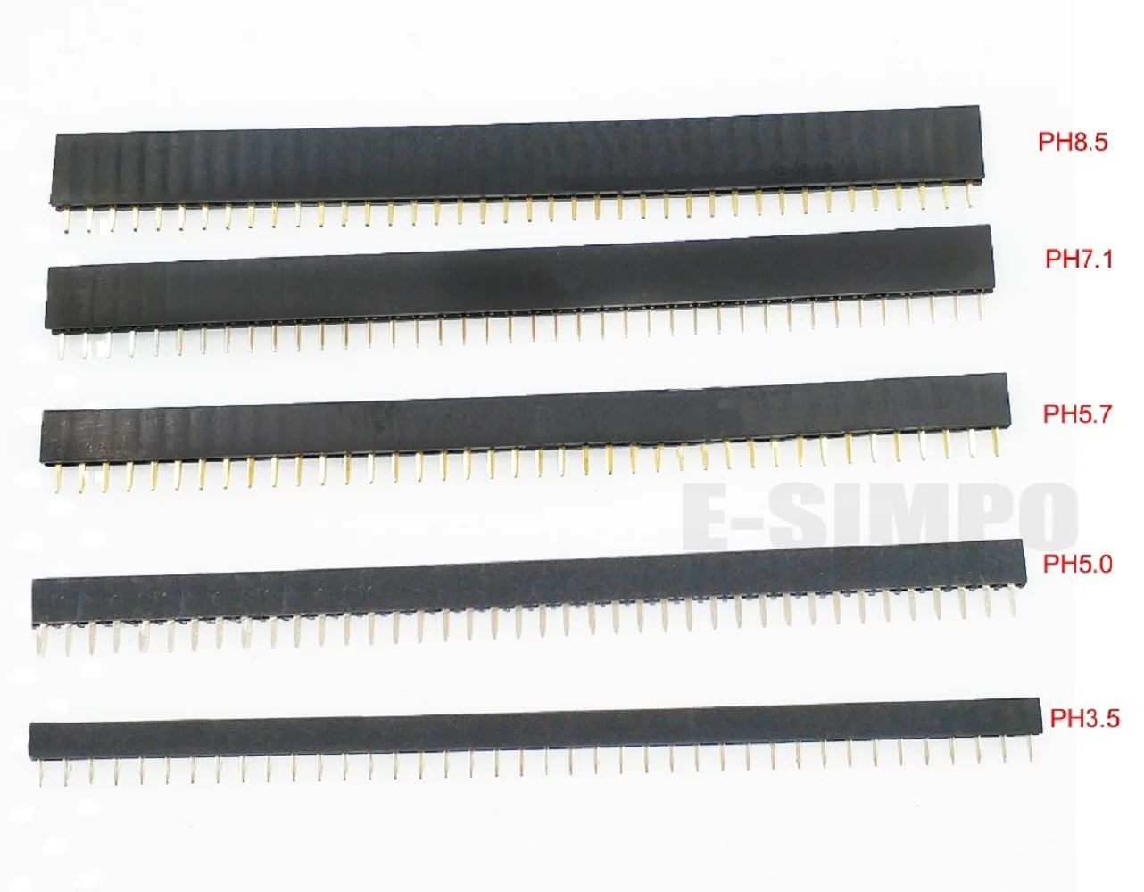 10 SZTUK 2,54 mm 1X40P Złącze żeńskie Jednorzędowe Proste 0,1" Skok 40 Pin 3,5 mm 5 mm 5,7 mm 7,1 mm 8,5 mm Plastikowa wysokość opcjonalnie