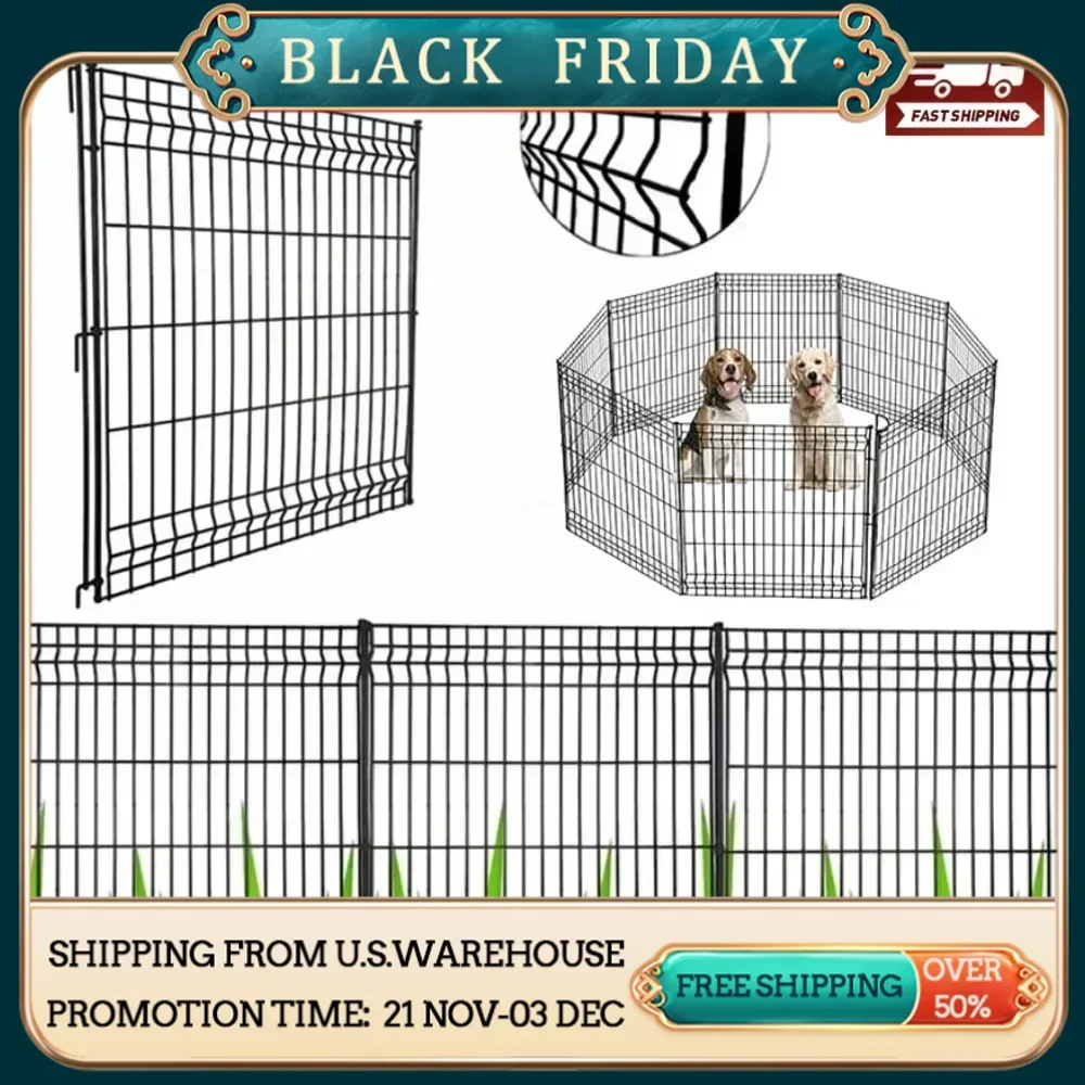 Fence Decorative Garden Fence Fast Installation Multi-Purpose Metal Pet Fence Kit Outdoor Gardening and Decoration Buildings