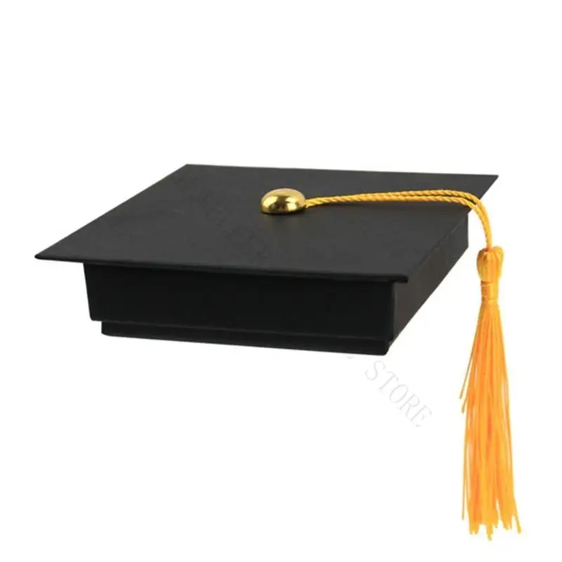 R7UF Unique Graduate Themed Keepsakes Container Commemorative Paper Jewelry Holder Graduation Caps Shaped Jewelry Box