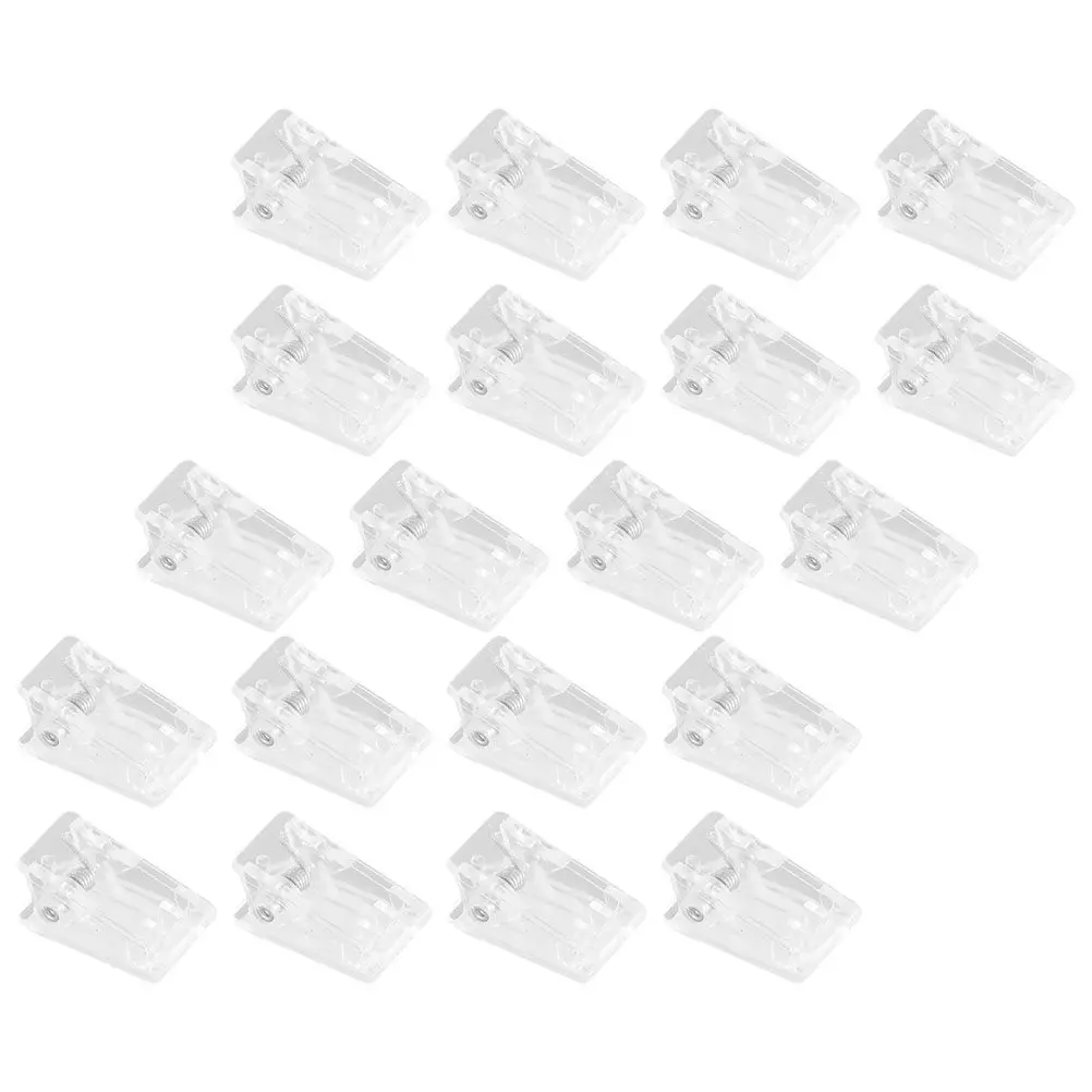 

20Pcs Clear Transparent Plastic Spring Clips Small Self-Adhesive Sticky Wall Clips for Name Tag Badge Holder Photo