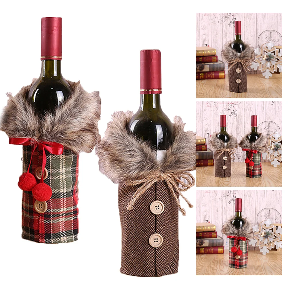 Festive Wine Bottle Decoration Holiday Wine Bottle Cover Cute Design Fine Workmanship Perfect For Home Table Decoration