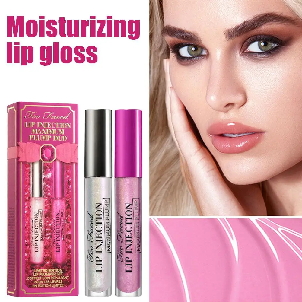 Conjunto de esmalte labial hidratante, injeção máxima de lábios, diamante gordo, fogo, ametista, cristal brilhante, desbotamento, linhas labiais, cuidados de clareamento