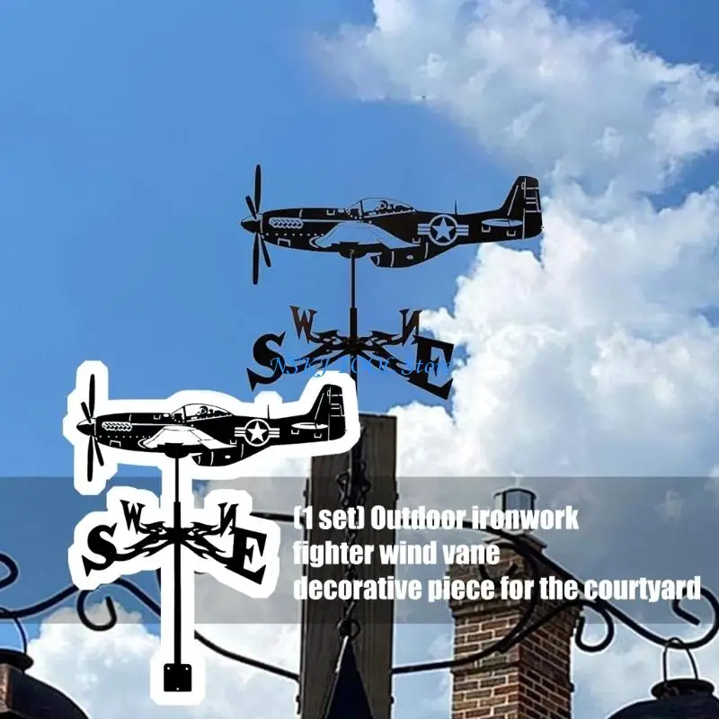 L8RC Vintage Fighter Airplanes Weathervane Durability Alloys Wind Direction Indicators for Outdoor Garden Decoration view 3