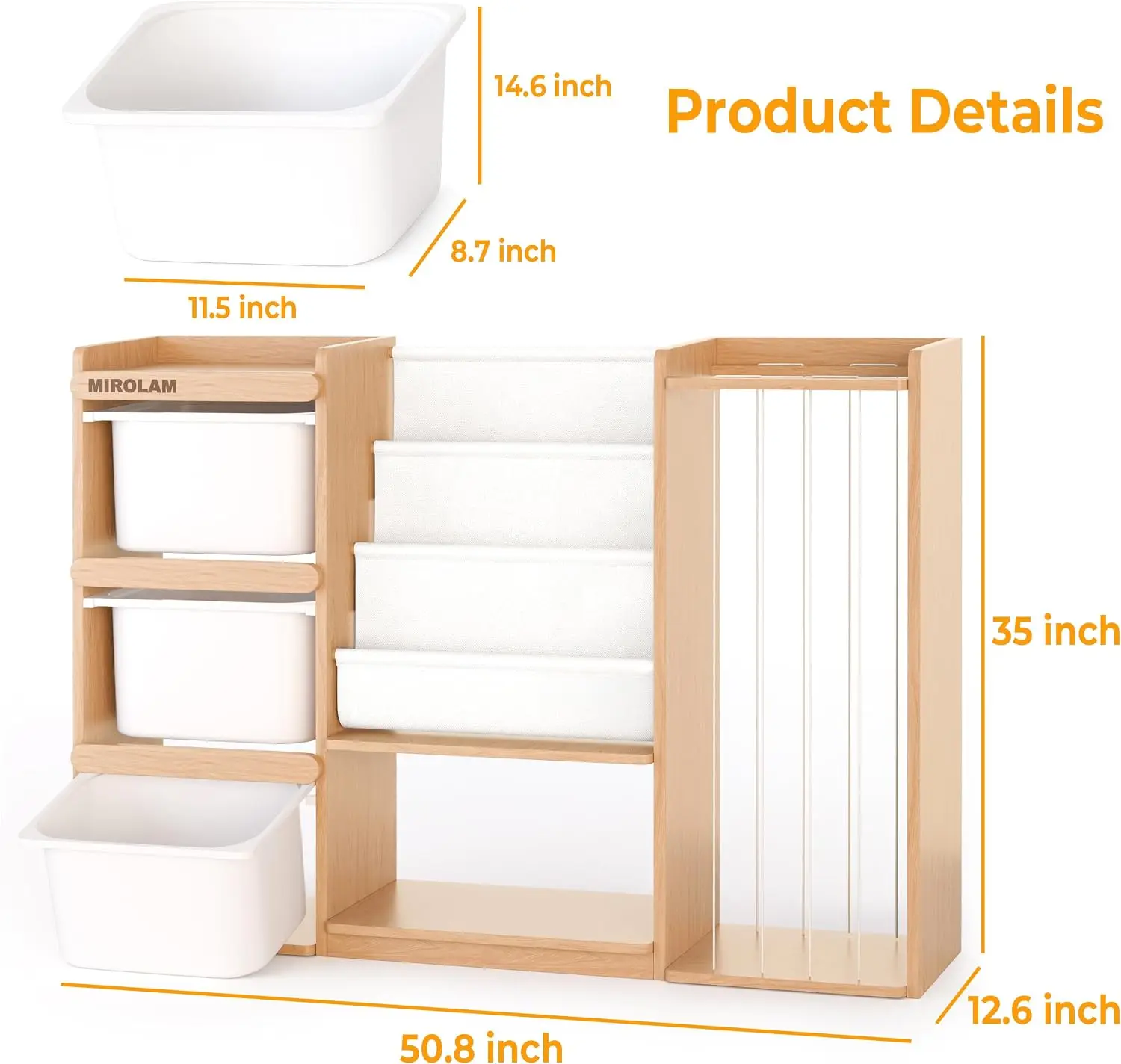 Toy Storage Organizer Stuffed Animal Storage Kids Room Organization 3 Bins Chest 3 Tiers Montessori Book Shelf Toddler Furniture