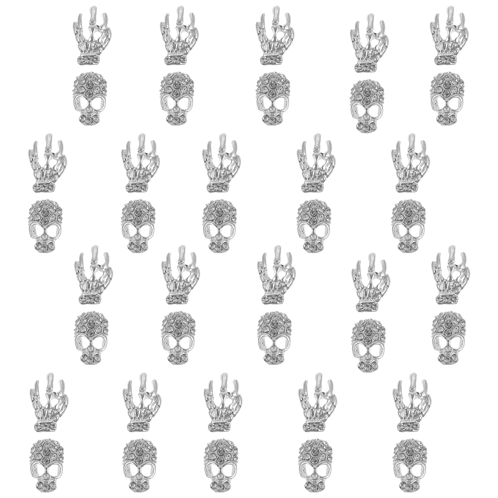 

40 Pcs Skull Nail Drill Small Size Decals Jewelry Decor Colorful Stickers Alloy Cellphone Manicure