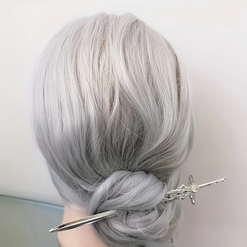 Ancient Sword Shape Hair Stick Tassel Chinese Hanfu Hairpin Metal Hollow Carved Hair Fork with Beaded Tassel Pendant Retro