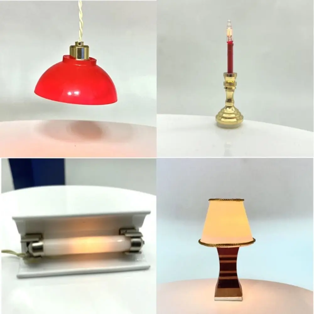 High Quality Micro Dollhouse Miniature Lamp DIY 12V European Desk Lamp Simulation Light Model Dollhouse Decoration