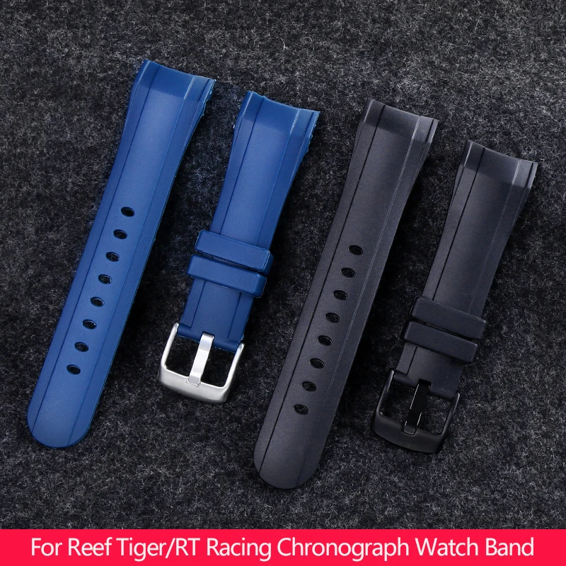 24mm Resin Rubber Silicone Watchband For Grimham Graham Racing Timepiece Riftage/RT Strap Bracelet Blue Black Accessories