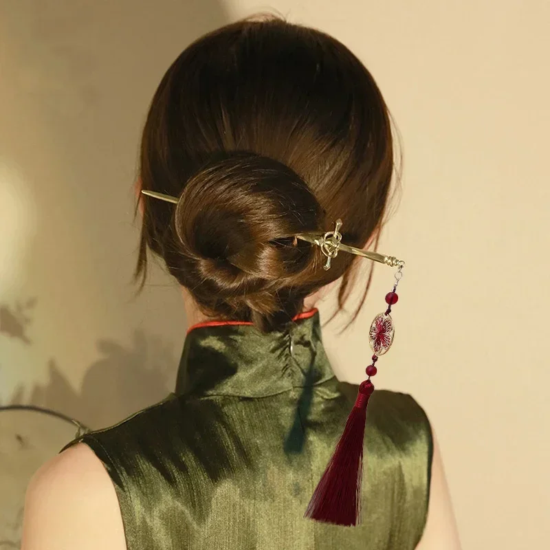 New Chinese Ancient Style Sword Light Luxury Tassel Hairpin Hanfu Plate Hairpin Accessories