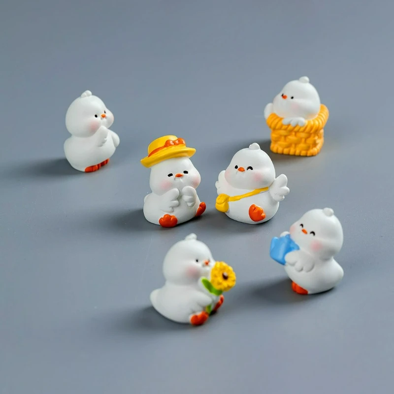 6pcs/set Cartoon Resin Miniatures Duck Ornaments Kawaii Home Diy Garden Decor Micro Landscape Decoration Desk Decor Ornament New view 3