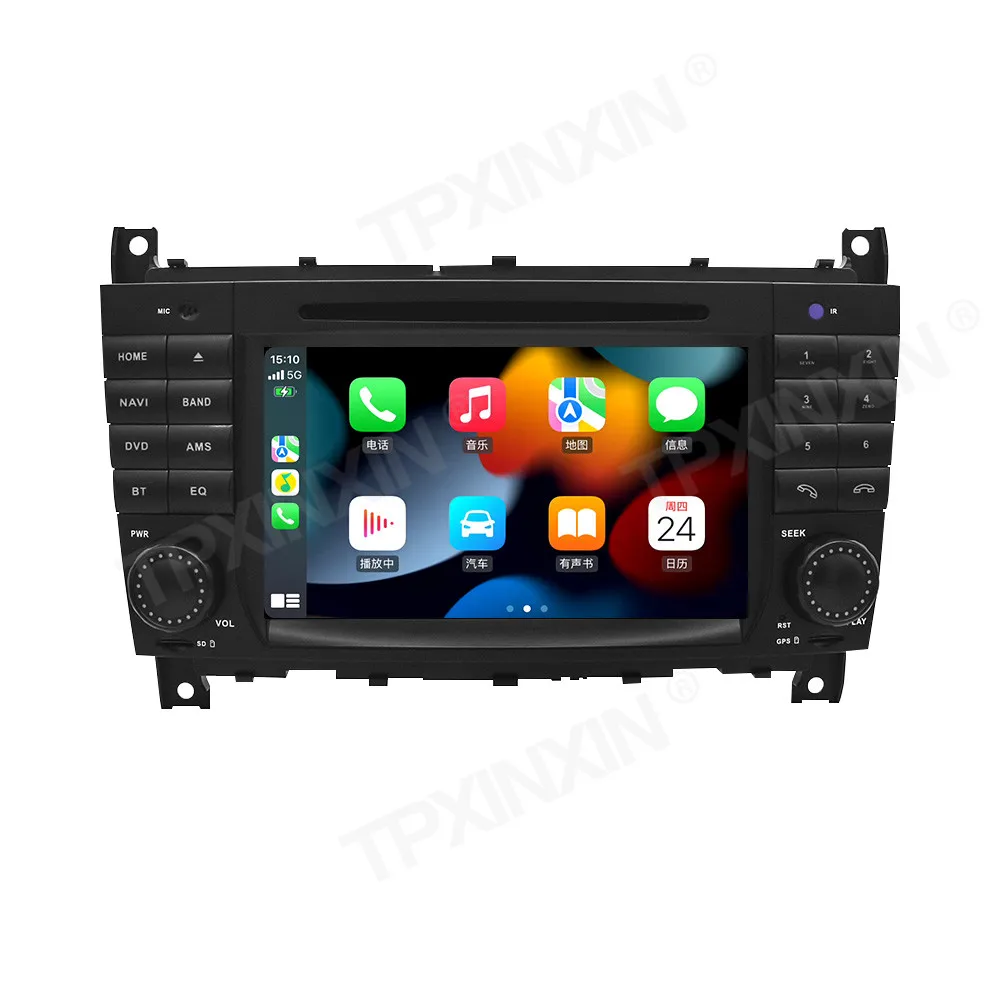 7 Inch 8+128G Android 12 For Mercedes Benz C Car Radio QLED 4G Autoradio Video Multimedia Player Carplay Headunit