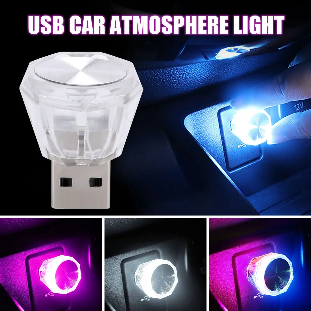 

New car USB ambient light don't need charging USB interface plug and play color decorative lights obd2 car accessories