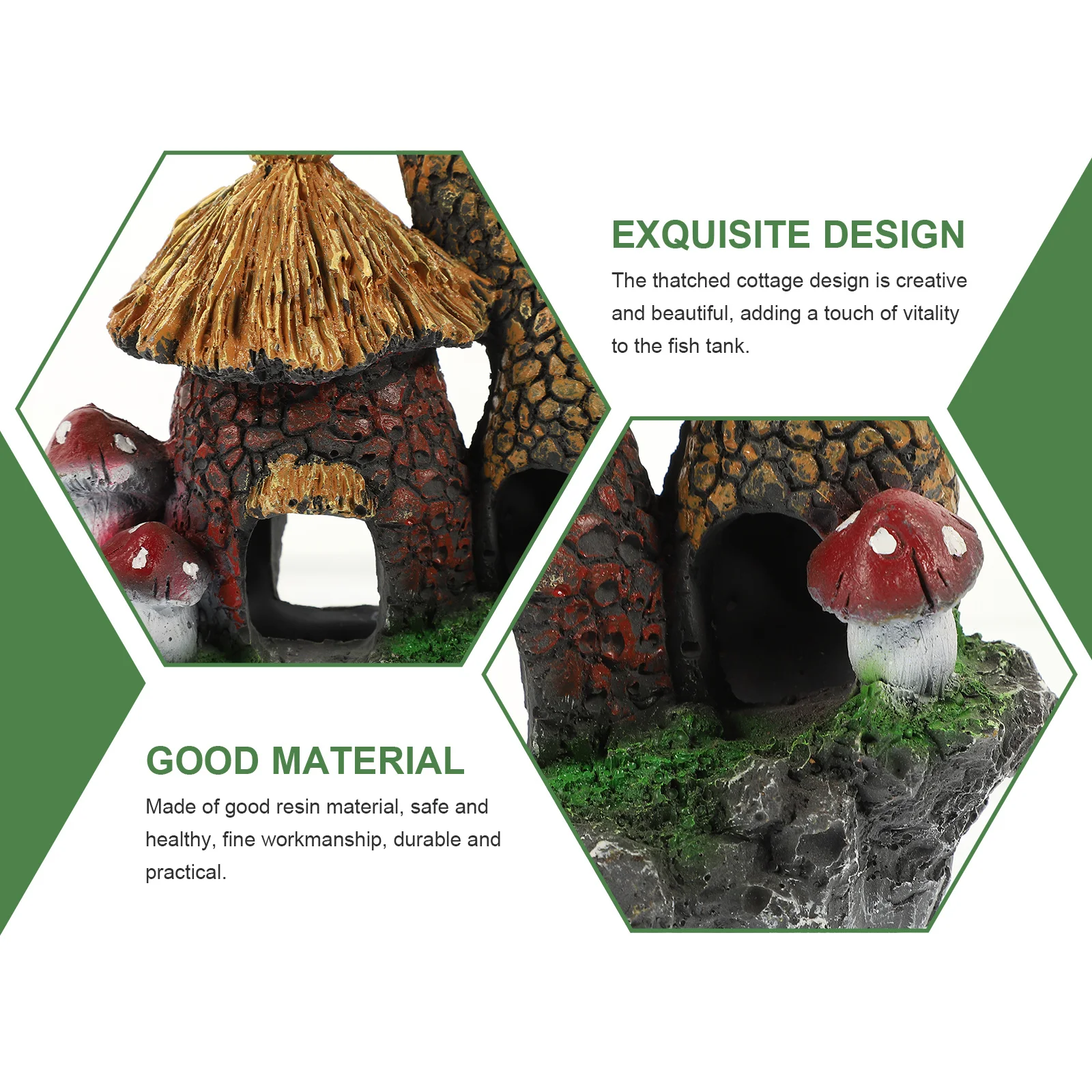 

Realistic Resin Straw Hut Aquarium Decoration Wear-Resistant Durable Fish Cave Lifelike Decorative Creative Aquarium Landscaping