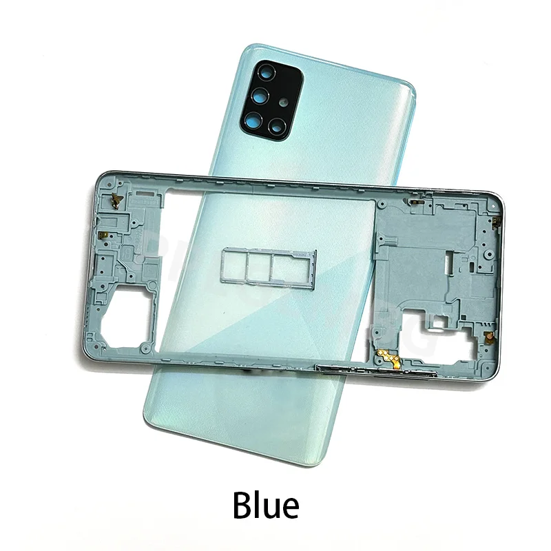 Full Housing A71 4G Case For Samsung Galaxy A71 A715 A715F Middle Frame Battery Back Cover Rear Door + Camera Lens + Sim slot