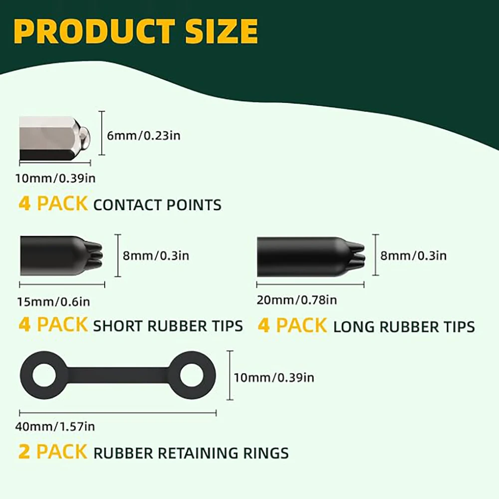 Dog Training Collar Accessory Set. Contact Points Replacement Parts with Metal Nuts Silicone Caps Retaining Rings