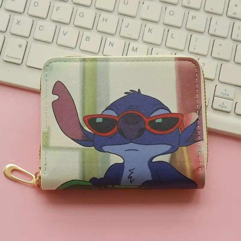 Borsa portaoggetti da viaggio Miniso Stitch, borsa per carte, borsa per documenti, portafoglio Zero, cerniera corta, mini portafoglio Cartoon Zero